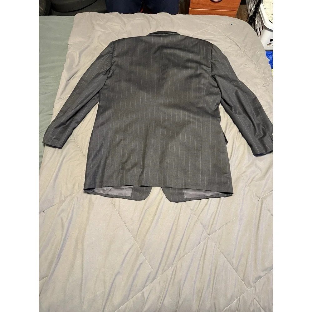 Ermenegildo Zegna‎ Black Pinstripes Wool Blazer Made in Italy Size 56IT